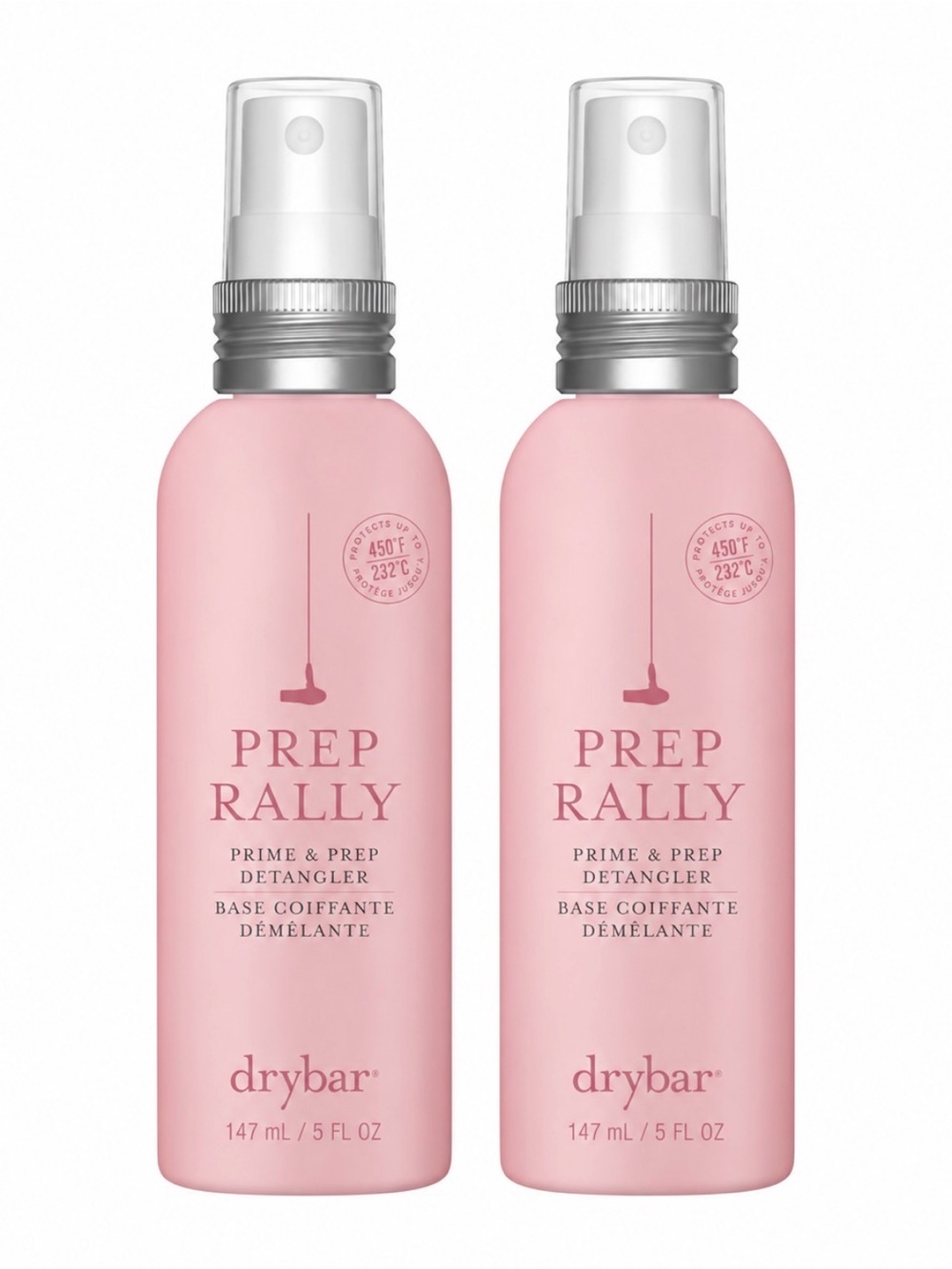 NIB- (2) Drybar Prep Rally Prime & Prep Detangler Sprays - Light Pink